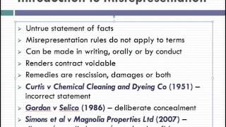 Misrepresentation Lecture 1 of 4 [upl. by Achilles]